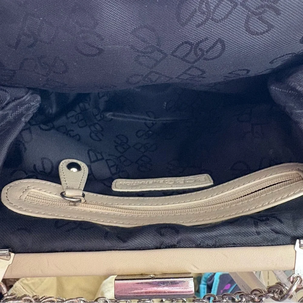 BCBG Beige Ruffle Crossbody Purse